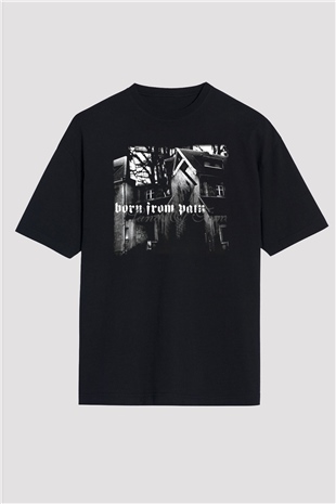 Born from Pain Siyah Oversize Tişört Oversize T-shirt - TişörtFabrikası