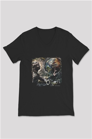 Born Of Osiris Baskılı Unisex Siyah V Yaka Tişört