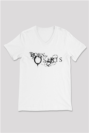 Born Of Osiris Beyaz Unisex V Yaka Tişört T-Shirt