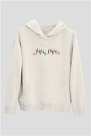 Borsacı Beyaz Unisex Kapüşonlu Sweatshirt