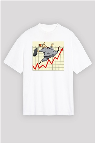 Borsacı Beyaz Unisex Oversize Tişört T-Shirt