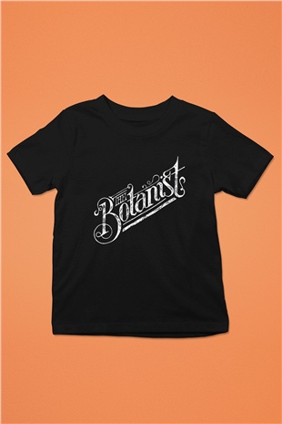 Botanikçi Baskılı Siyah Unisex Çocuk Tişört