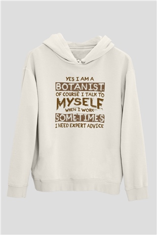 Botanikçi Beyaz Unisex Kapüşonlu Sweatshirt