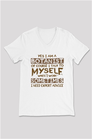 Botanikçi Beyaz Unisex V Yaka Tişört