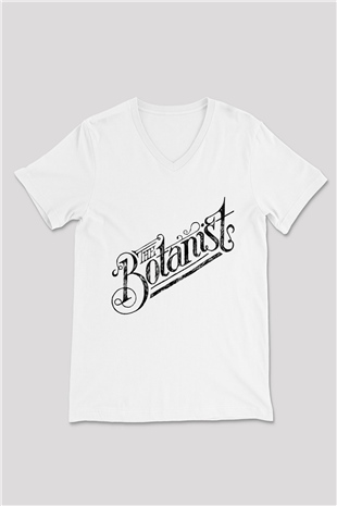 Botanikçi Beyaz Unisex V Yaka Tişört T-Shirt