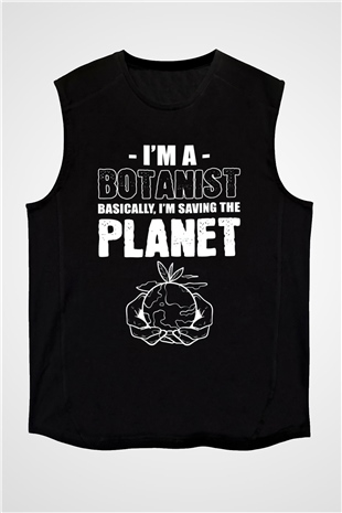 Botanikçi Siyah Unisex Kolsuz Tişört