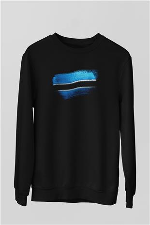 Botsvana - Botswana Bayrağı Baskılı Unisex Siyah Sweatshirt