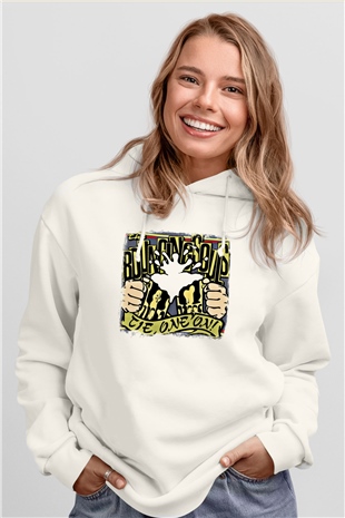 Bouncing Souls Baskılı Unisex Beyaz Hoodie