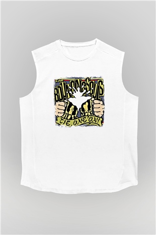 Bouncing Souls Baskılı Unisex Beyaz Kolsuz Tişört