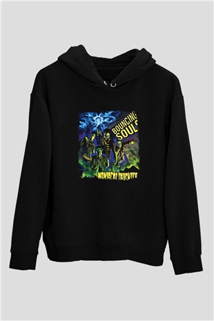 Bouncing Souls Baskılı Unisex Siyah Hoodie
