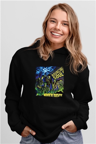 Bouncing Souls Baskılı Unisex Siyah Hoodie