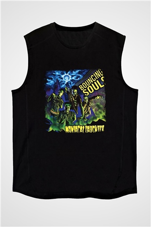 Bouncing Souls Baskılı Unisex Siyah Kolsuz Tişört