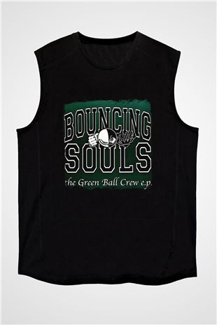 Bouncing Souls Baskılı Unisex Siyah Kolsuz Tişört