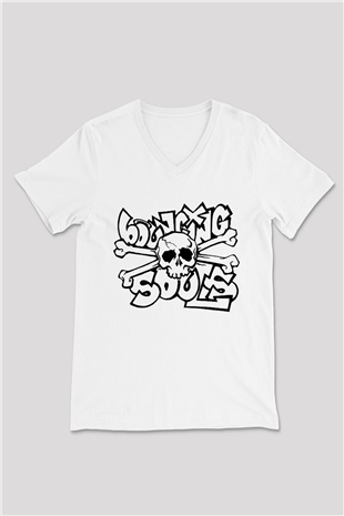 Bouncing Souls Beyaz Unisex V Yaka Tişört