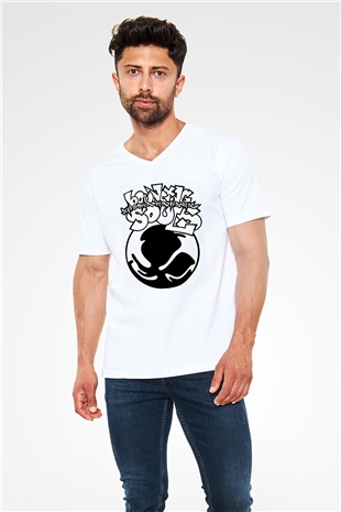 Bouncing Souls Beyaz Unisex V Yaka Tişört