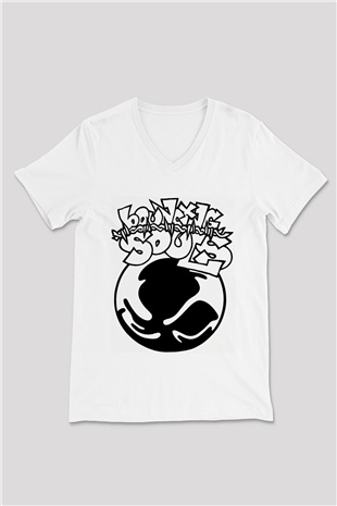 Bouncing Souls Beyaz Unisex V Yaka Tişört