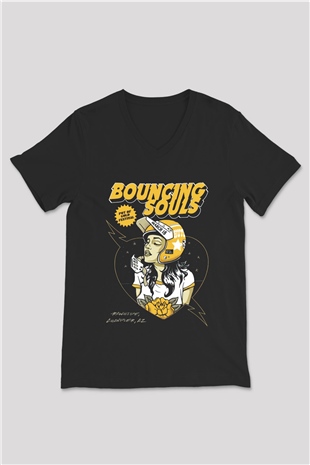 Bouncing Souls Siyah Unisex V Yaka Tişört T-Shirt