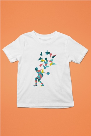 Bovling Baskılı Beyaz Unisex Çocuk Tişört