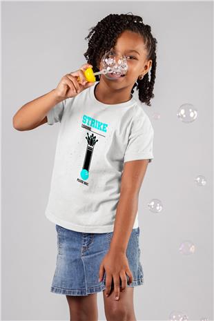 Bovling Baskılı Unisex Beyaz Çocuk Tişört - Tshirt