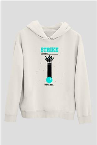 Bovling Baskılı Unisex Ekru Hoodie