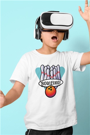 Bovling Beyaz Unisex Çocuk Tişört