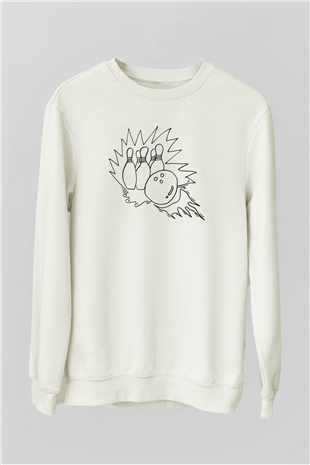 Bovling Beyaz Unisex Sweatshirt