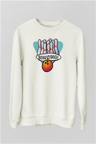 Bovling Beyaz Unisex Sweatshirt