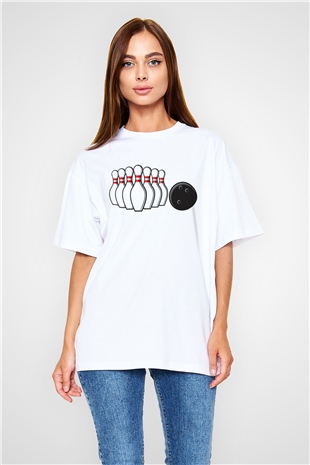 Bovling Beyaz Oversize Tişört Oversize T-shirt - TişörtFabrikası