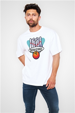 Bovling Beyaz Oversize Tişört Oversize T-shirt - TişörtFabrikası