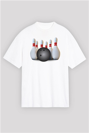 Bovling Beyaz Oversize Tişört Oversize T-shirt - TişörtFabrikası