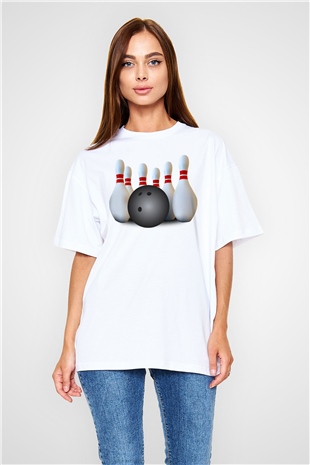Bovling Beyaz Oversize Tişört Oversize T-shirt - TişörtFabrikası