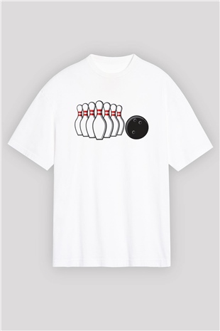 Bovling Beyaz Oversize Tişört Oversize T-shirt - TişörtFabrikası