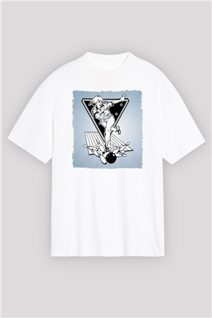 Bovling Beyaz Oversize Tişört Oversize T-shirt - TişörtFabrikası