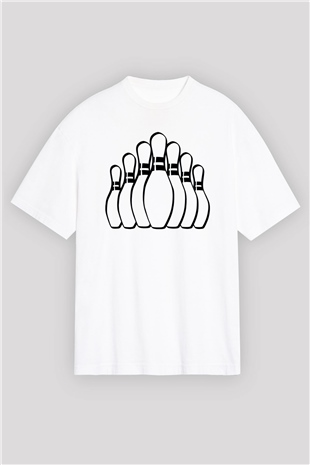 Bovling Beyaz Oversize Tişört Oversize T-shirt - TişörtFabrikası