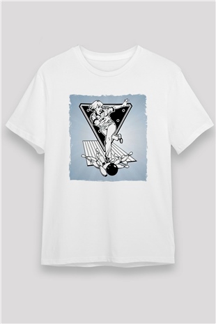 Bovling Beyaz Unisex Tişört T-Shirt - TişörtFabrikası