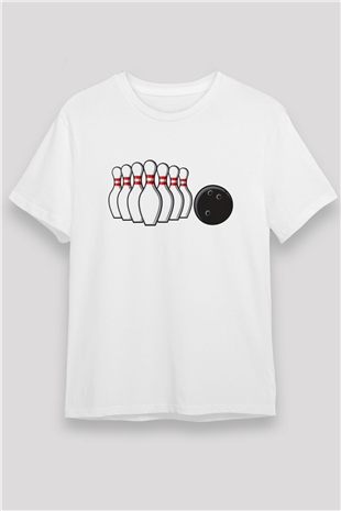 Bovling Beyaz Unisex Tişört T-Shirt - TişörtFabrikası
