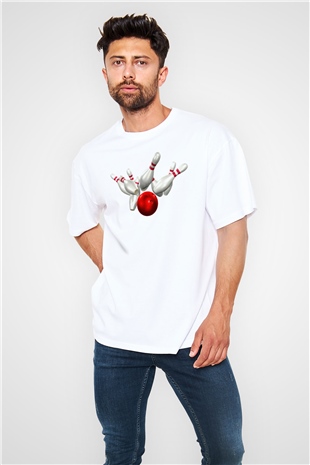 Bovling Beyaz Oversize Tişört Oversize T-shirt - TişörtFabrikası
