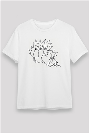 Bovling Beyaz Unisex Tişört T-Shirt - TişörtFabrikası