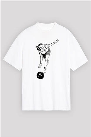 Bovling Beyaz Oversize Tişört Oversize T-shirt - TişörtFabrikası