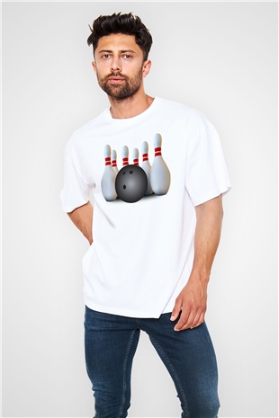 Bovling Beyaz Oversize Tişört Oversize T-shirt - TişörtFabrikası