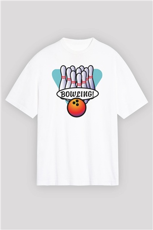 Bovling Beyaz Oversize Tişört Oversize T-shirt - TişörtFabrikası