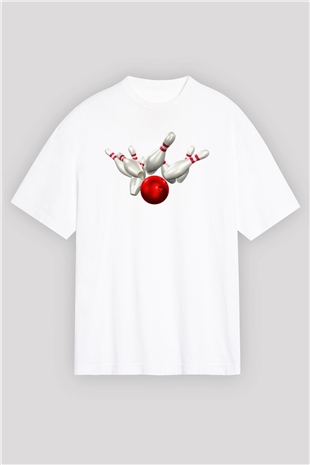 Bovling Beyaz Oversize Tişört Oversize T-shirt - TişörtFabrikası