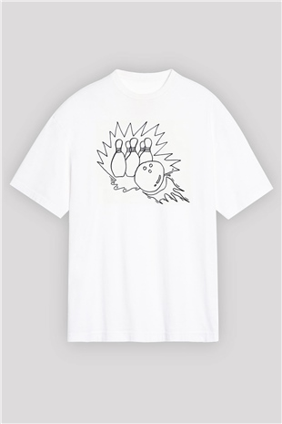 Bovling Beyaz Oversize Tişört Oversize T-shirt - TişörtFabrikası