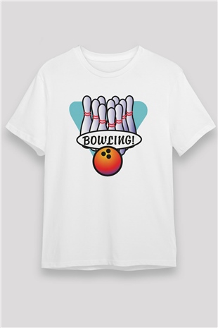 Bovling Beyaz Unisex Tişört T-Shirt - TişörtFabrikası