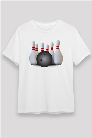 Bovling Beyaz Unisex Tişört T-Shirt - TişörtFabrikası