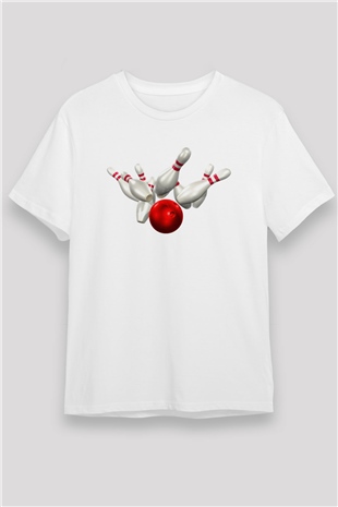 Bovling Beyaz Unisex Tişört T-Shirt - TişörtFabrikası
