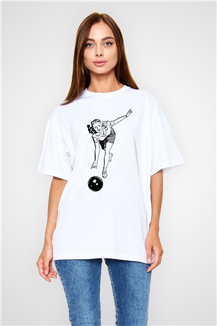 Bovling Beyaz Oversize Tişört Oversize T-shirt - TişörtFabrikası