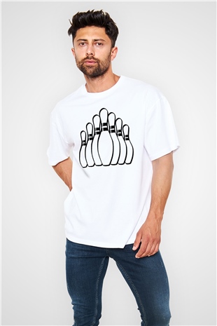 Bovling Beyaz Oversize Tişört Oversize T-shirt - TişörtFabrikası