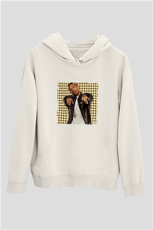 Bow Wow Baskılı Unisex Beyaz Hoodie