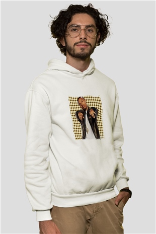 Bow Wow Baskılı Unisex Beyaz Hoodie